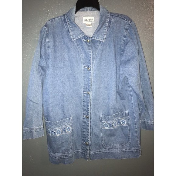 Anthony Richards Designer Button Front Denim Jacket Coat Woman’s Size Medium - Picture 1 of 6